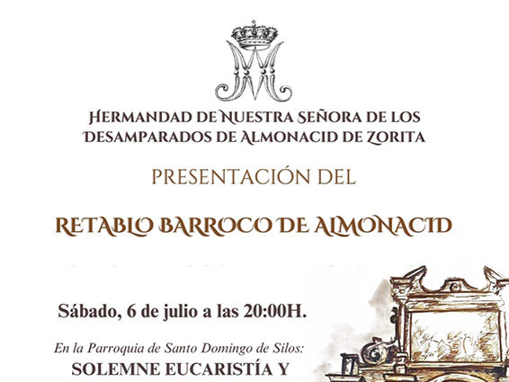 Sábado 6 de julio: presentación del retablo barroco de Almonacid	
