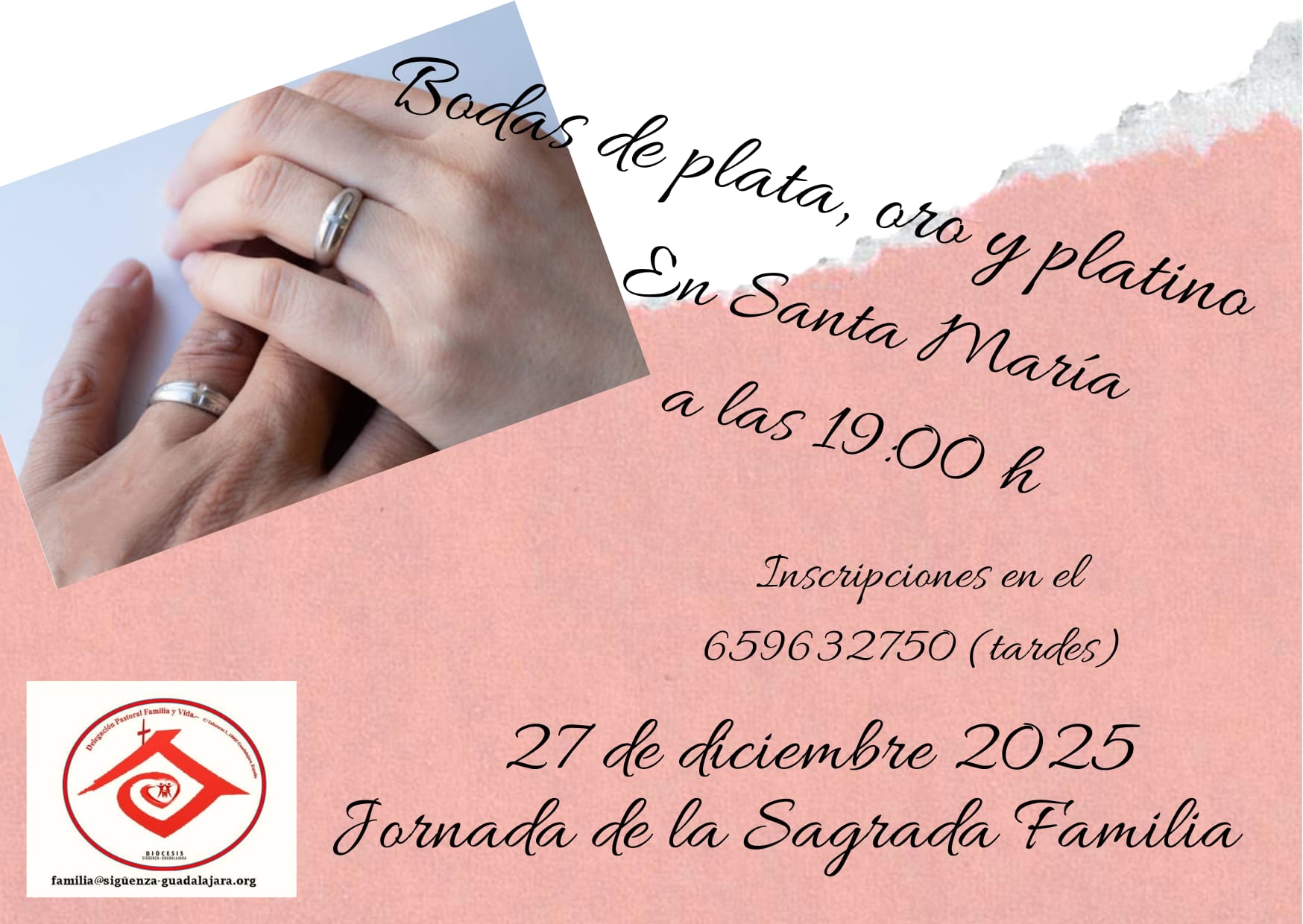 Domingo 28: fiesta de la Sagrada Familia y bodas de plata, oro y platino matrimoniales